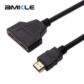 

1080P 2 Port HDMI Splitter 1 in 2 Out HDMI Male to HDMI Female Adapter Converter Video Cable HDMI Switch for PC Display