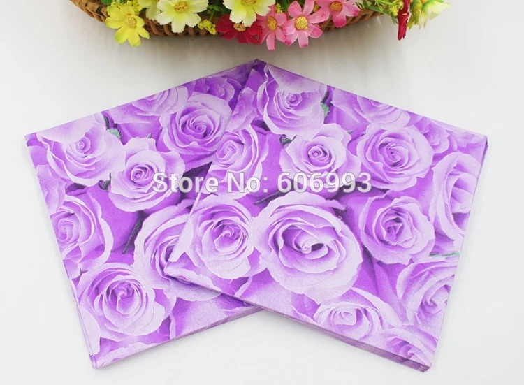 

[RainLoong] Pink Rose Paper Napkins Mum Flower Festive & Party Tissue Napkins Decoupage Decoration Paper 33cm*33cm 20pcs/pack