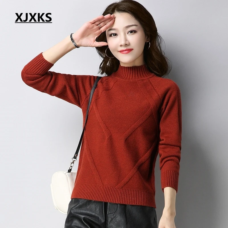 

XJXKS womens clothing jumper elasticity korean style wool knit wear high-ends thickn comfortable women pullovers and sweaters