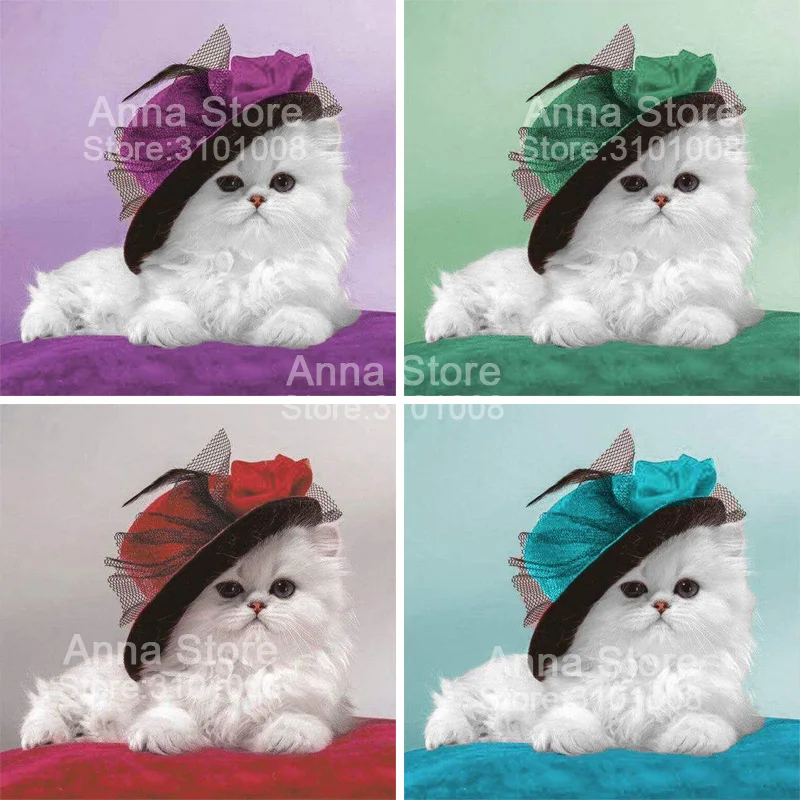 

Full Square/Round Drill 5D DIY Diamond Painting "Straw hat cat" 3D Embroidery Cross Stitch Mosaic Rhinestone Home Decor Gift