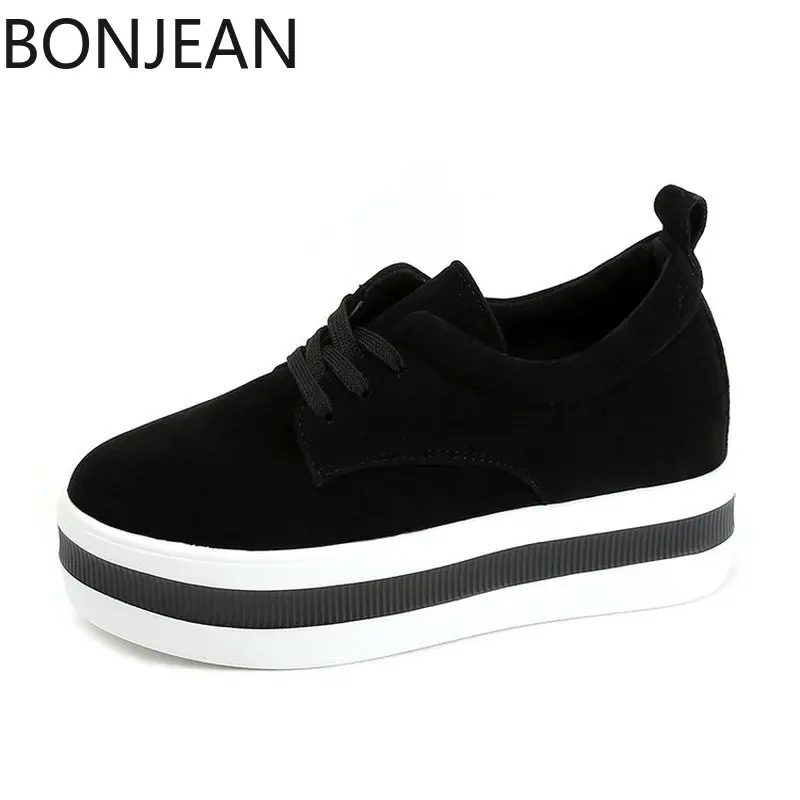 

Brand Flock Thick Sole Platform Flats Female Shoes for Women Platform Shoes Sneakers Creeper Spring Autumn Summer Loafers