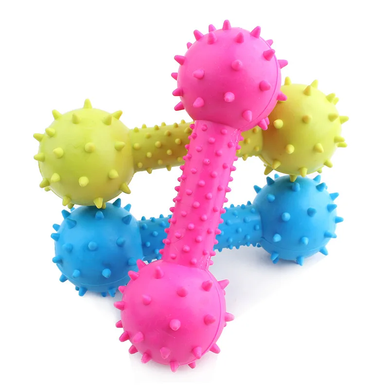 Cute chewing barbell dog toy Screaming Rubber Pet Dog love Toy Squeak