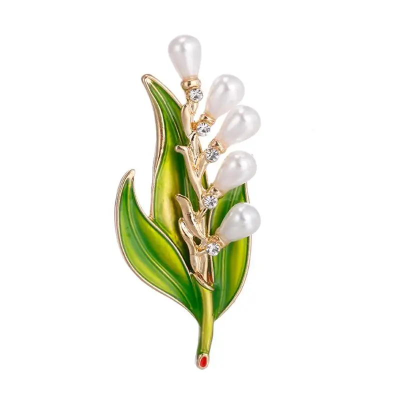 

Simple Women Pearls Rhinestones Breastpin Leaf Brooch Party Wedding Jewelry