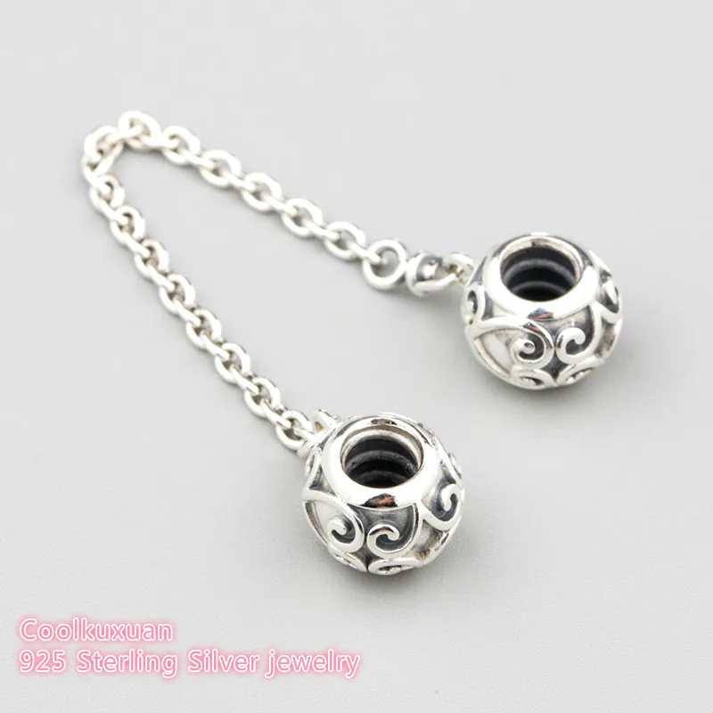 

2019 Spring Original 925 Sterling Silver Enchanted Heart Safety Chain Charm Beads Fit Pandora Charms Bracelet Diy Jewelry Making