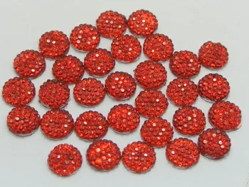 

200 Red Acrylic Round Flatback Dotted Rhinestone Gems 8mm(0.31")