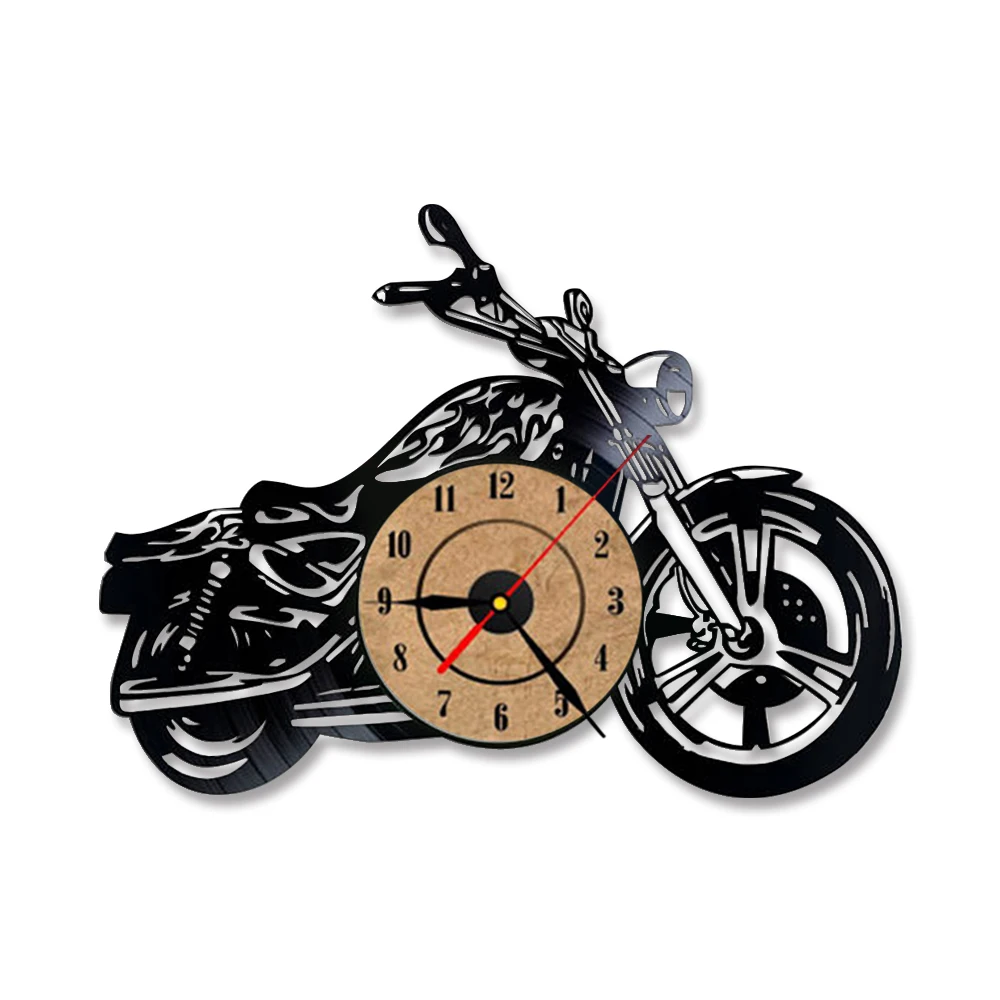 3D креативные классические часы с виниловой пластинкой, мотоциклетные вентиляторы, подарок, полые мотоциклетные настенные часы, светодиодный часы для мотоциклистов - Цвет: Type 2