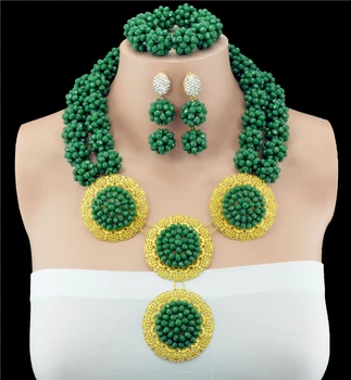 

Amazing Green African Wedding Beads Jewelry Set Opaque Green Crystal Bridal Costume Jewelry Set Free Shipping