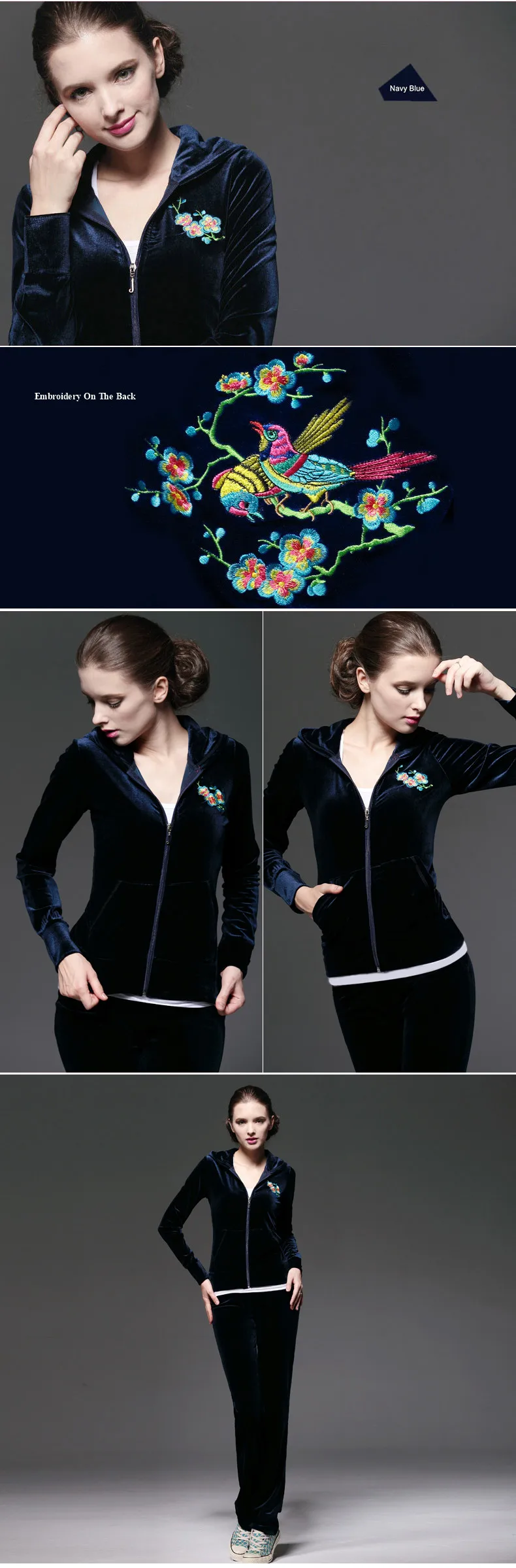 UMLIFE Sports Suit Women Velvet Tracksuit 2017 New Fitness Sport Casual Set Embroidery Fashion Jogging Suit Femme Track Suit  (10)