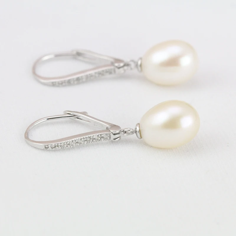 Pearl Crystal Leverback Drop Earrings Real Tear White Pearl Crystal Leverback Drop Earrings Real Tear White Freshwater Dangle For Women Wedding Closed Earring In From Jewelry
