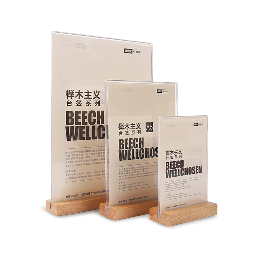 T shape Counter Slide-in double Sided Poster Holder Table Menu Leaflet Display