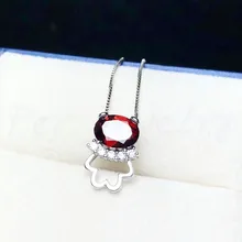 Кулон ожерелья из граната натуральный настоящий гранат медведь стиль 925 серебро 1.4ct gmestone ювелирные украшения# B18110108