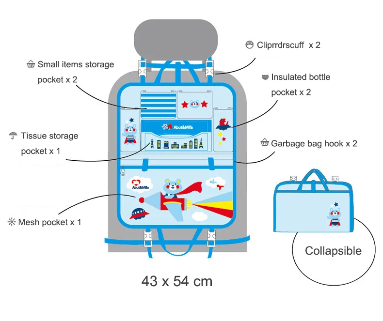 Мультяшная автомобильная сумка для хранения на заднее сиденье, органайзер для ребенка, органайзер для автомобиля, задний органайзер, карман для детей, автомобильные аксессуары для интерьера