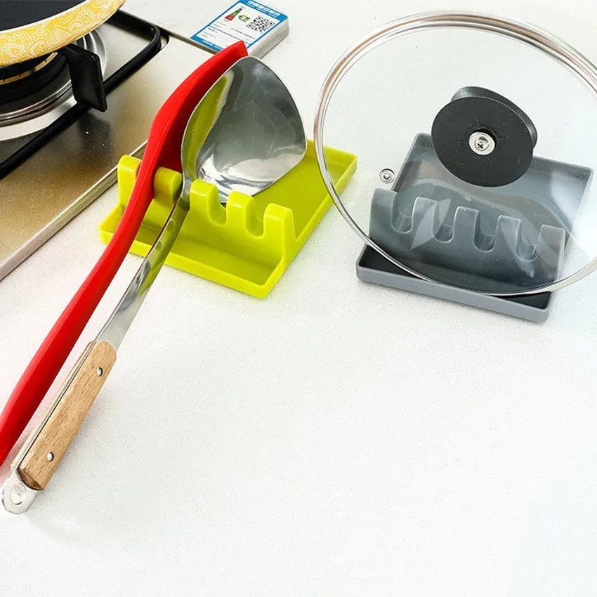 

1Pcs Kitchen Shelf Silicone Spoon Insulation Mat Spatula Shovel Pad Spoon Rest Lid Holder Tableware Storage Rack Organizer