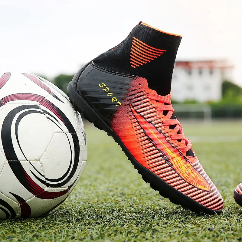 Мужские футбольные бутсы de soccer шипы с высокой лодыжкой детские футбольные бутсы носок с шипами бутсы футбольная обувь кроссовки размер 35-44