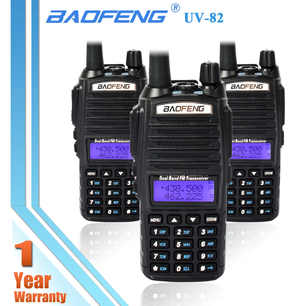 

3x Baofeng UV-82 Two Way Radio 137-174/400-520MHz UV82 Dual Band FM Walkie Talkie Portable Transceiver UV 82 + Dual PTT Earpiece