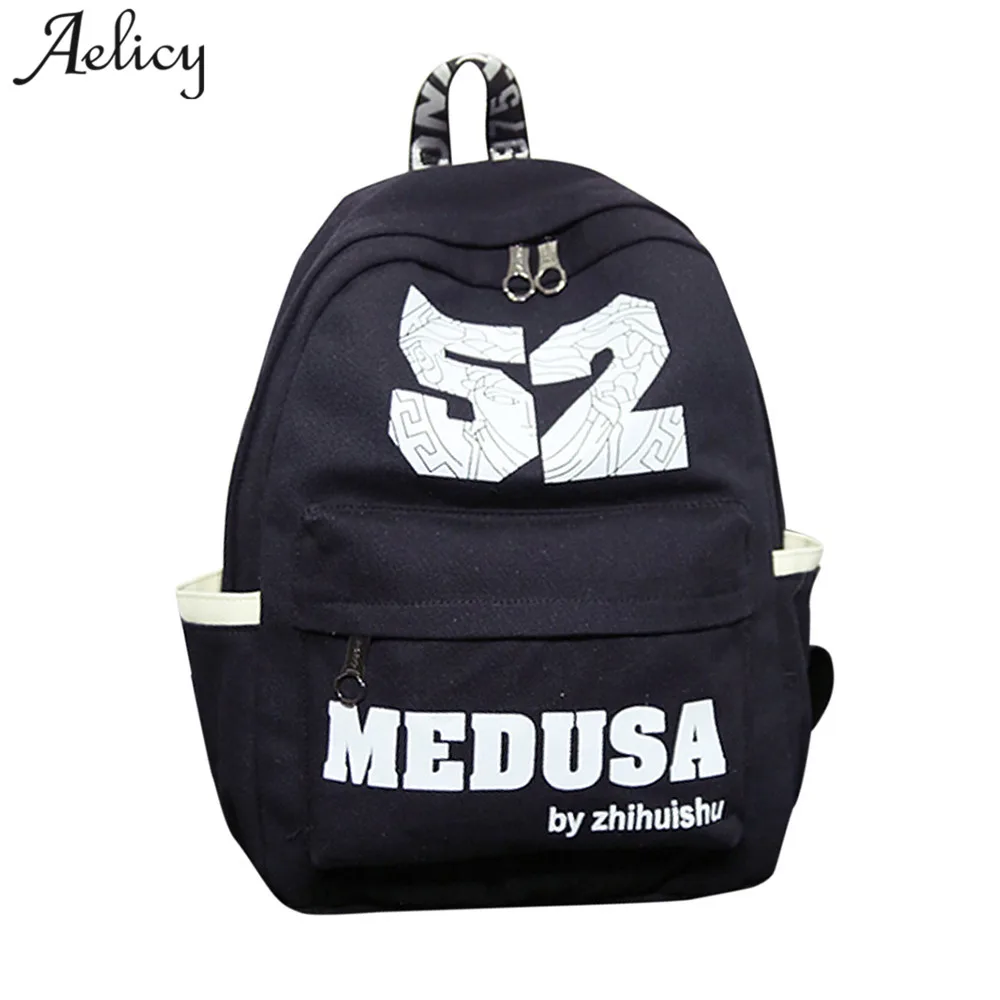 

Aelicy Unisex Men Vintage Canvas Backpacks Rucksack School Backpack Women Black Letter School Bags for Teenage Girls Mochila