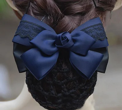 Модная заколка для волос ручной работы для офисной леди с бантом из ленты и кружевным цветком - Цвет: M