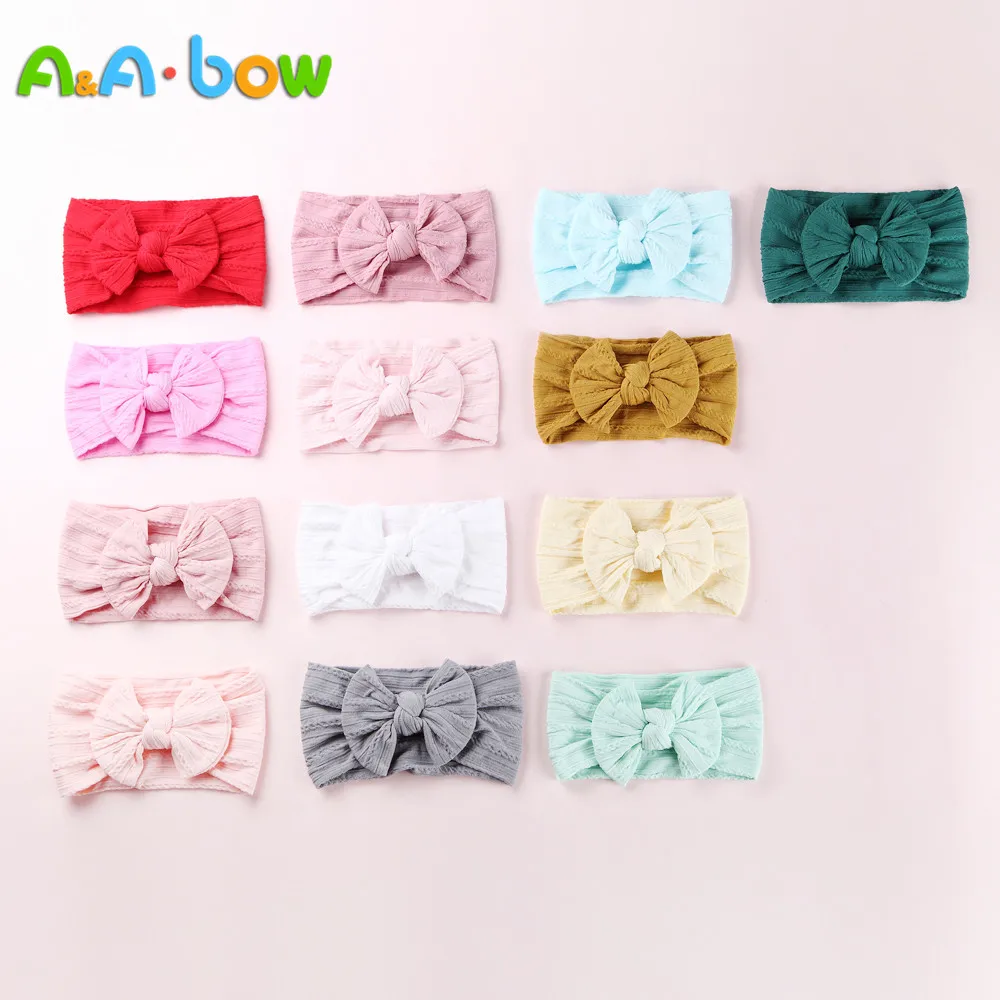 1pcs Cable Knit Nylon Bow Headwrap, One size fits all nylon headbands, wide nylon headbands, baby headbands, Knot bow headwear