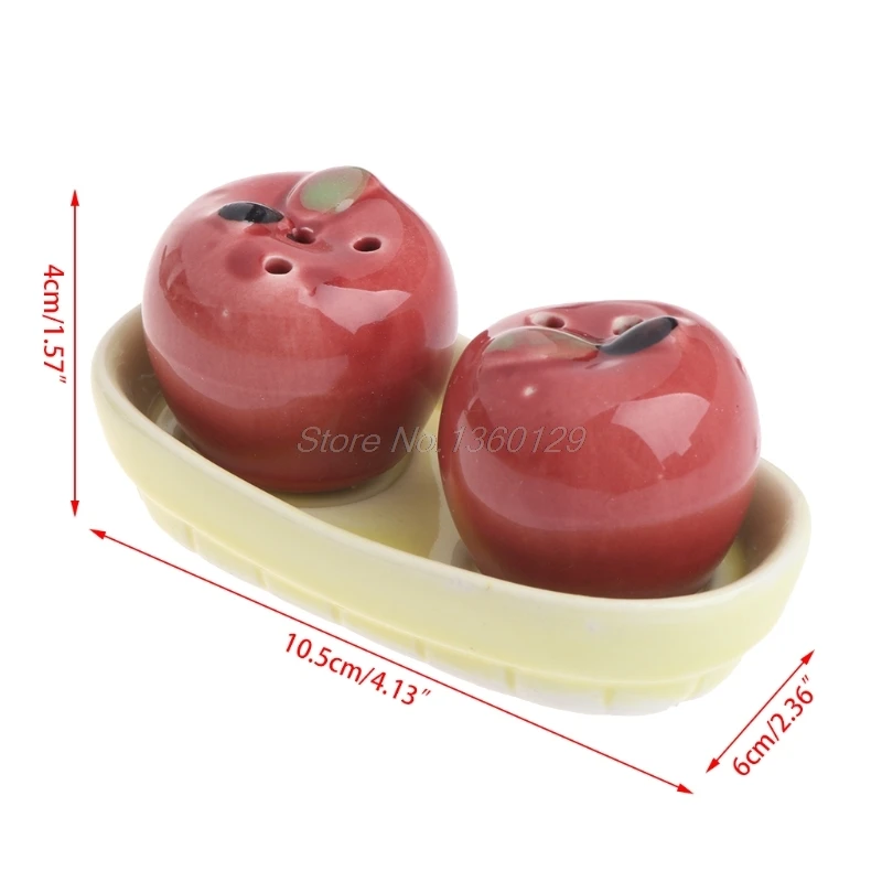 

1 Pair Apple Ceramic Salt Pepper Shakers Set Seasoning Bottle Wedding Party Gift Dropship