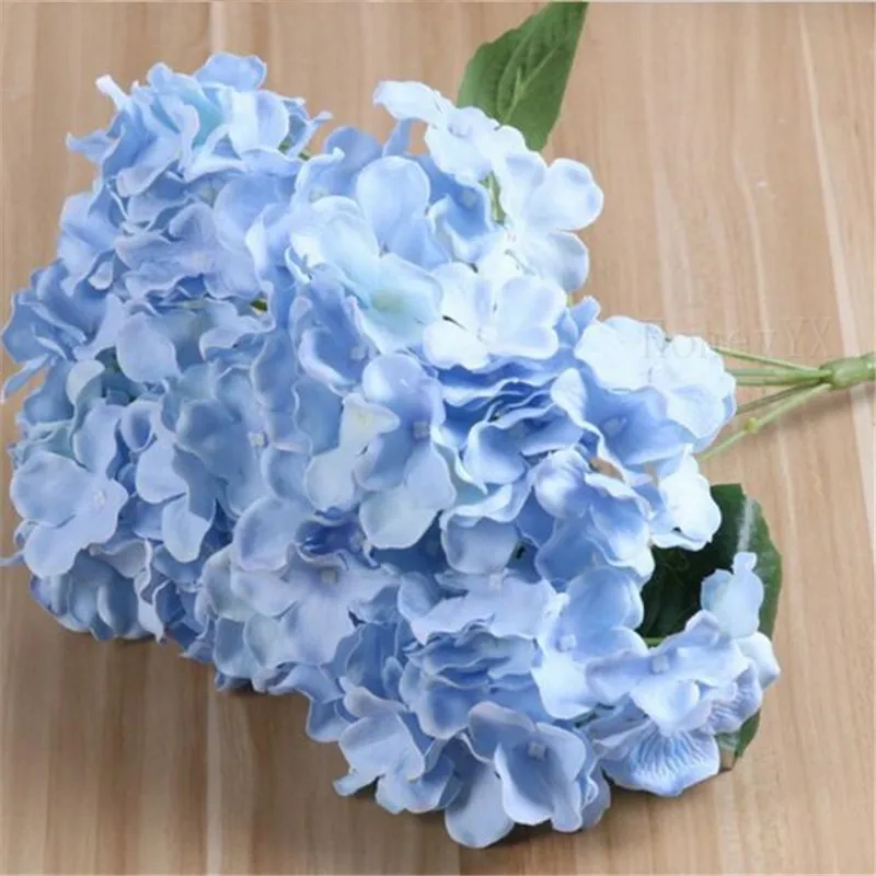5 голов небесно-голубой искусственный цветок Гортензия Свадебный букет Шелковый цветок для свадьбы Вечерние украшения дома DIY