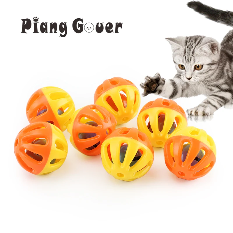 10Pcs Plastic Pet Toy Small Bell Balls Cat Toy Hollow Out Cat Ball Toys For Kitten in Cat Toys