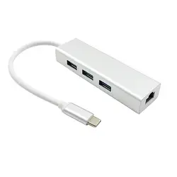 USB 3,1 USB-C type-C к сети Ethernet LAN rj45 с 3 портами USB3.0 концентратор адаптер серебристый цвет для Macbook и Chromebook