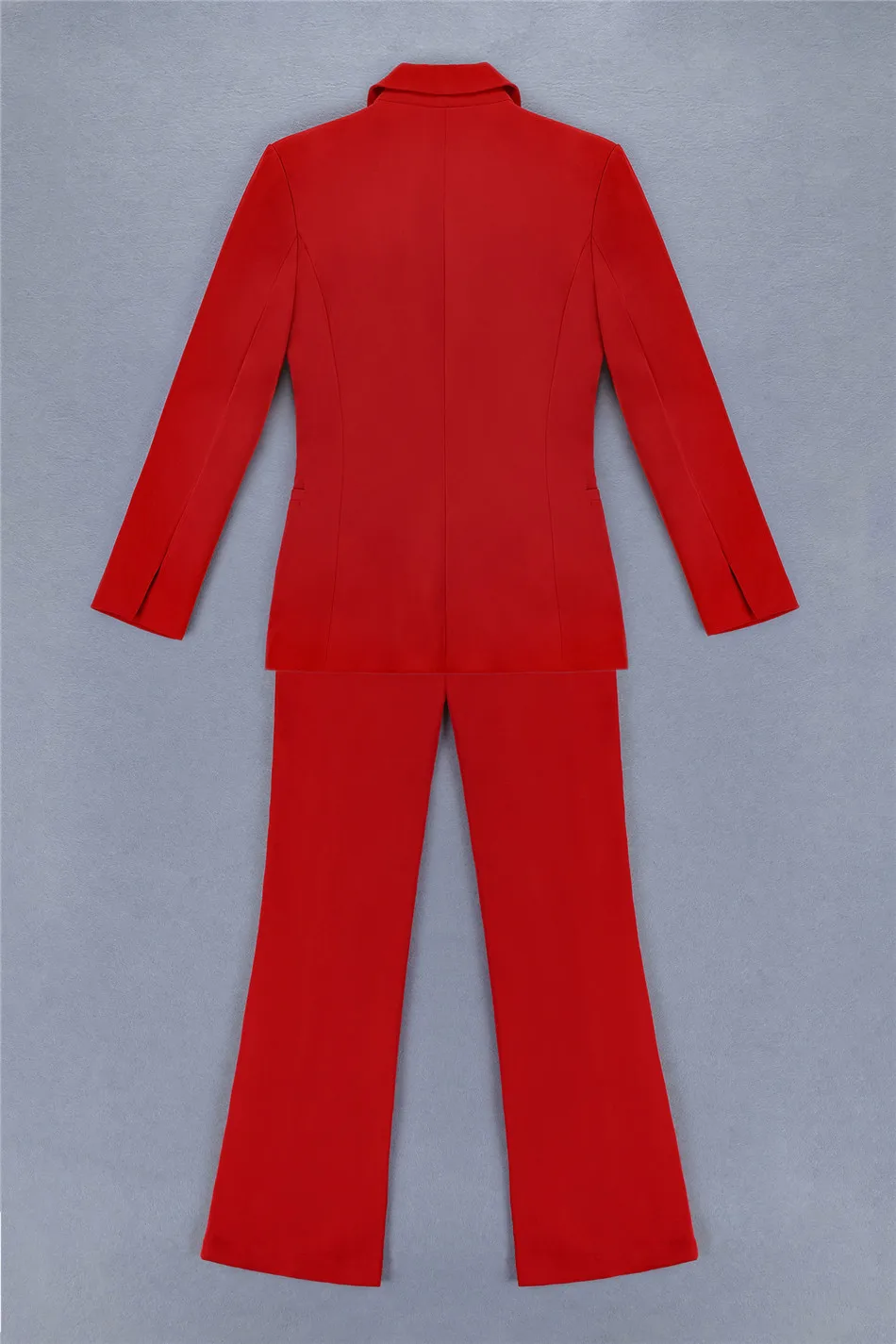 Высокое качество мода осень широкие брюки взлетно посадочной полосы красный леди комплект из двух предметов брюки с длинным рукаво