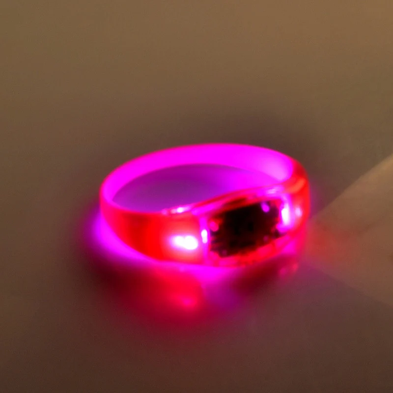 Светящийся светодиодный силиконовый браслет со звуком и вибрацией, светящийся браслет на день рождения, праздничные вечерние браслеты - Цвет: Розовый