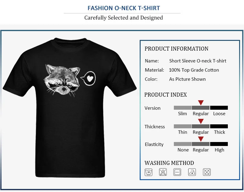 Design Racoon Love Crew Neck T Shirt April FOOL DAY Tops Tees Short Sleeve for Men Brand 100% Cotton Fabric 3D Printed T-Shirt Racoon Love