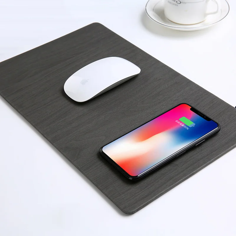 Fast Wireless Mousepad Charger 2 In 1 Mouse Pad Mat Wood With