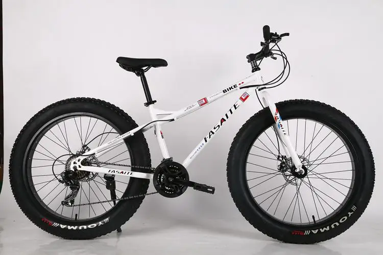 x-передняя Марка Углеродистая стальная рама снегоход 4,0 Толстая широкая шина 7/21/24/27 Скорость горные пляжный велосипед MTB велосипеда - Цвет: white
