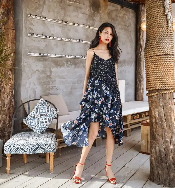Summer Dress 2018 Women Printed V Neck Sleeveless Sundress Loose Summer Dress 2018 Women Printed V Neck Sleeveless Sundress Loose Medium Long Beach Bohemian Casual