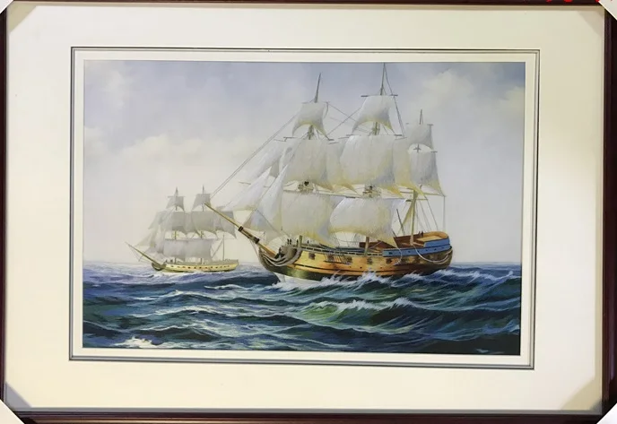 

Handmade 100% Mulberry Silk Thread Finished Suzhou Embroidery not include frame ,Study decorative painting sailing boat 40*60cm