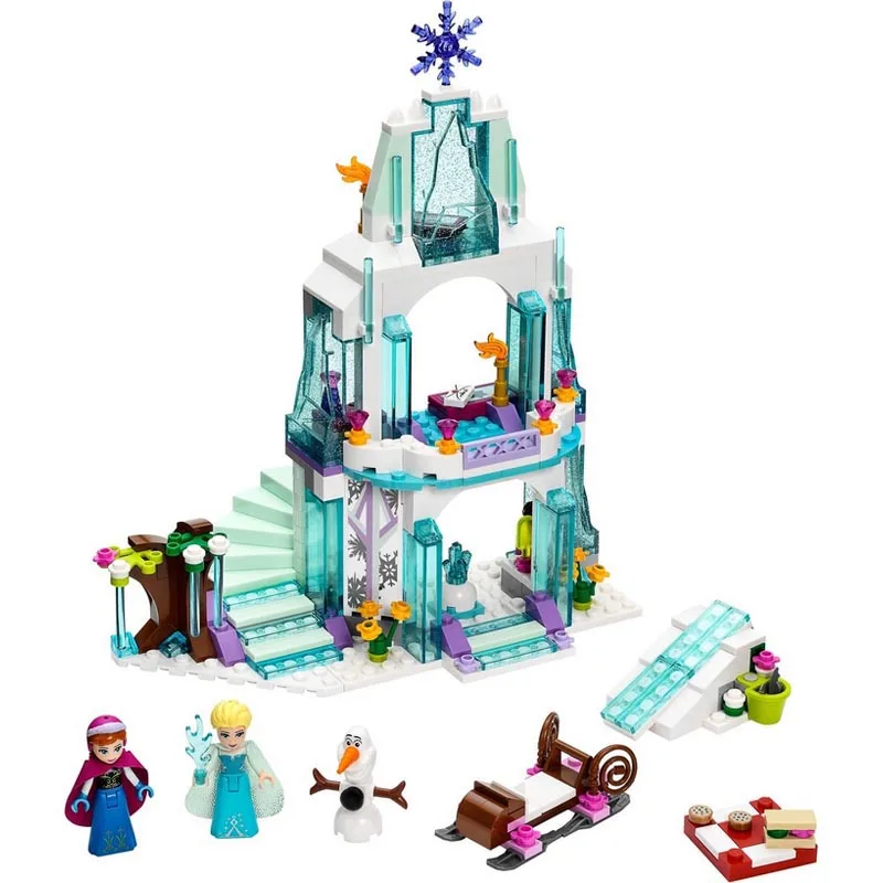 

Legoingly Friends Elsa's Sparkling Ice Castle Model Anna Elsa Queen Kristoff Olaf Princess Building Blocks Model Toys For Girls