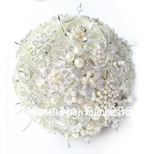 Свадебный цветок букет невесты роскошная белая брошь "Роза" бисера держа цветы/мечтательный белый держатель для цветов на свадьбе