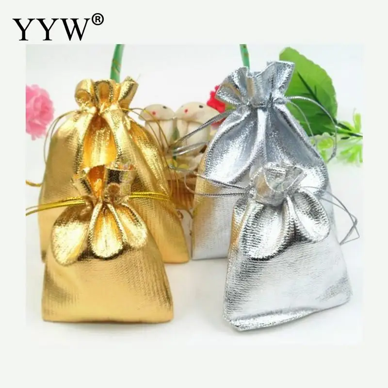 

100pcs/lot 5x7cm Adjustable Jewelry Packing Bags Silver/Gold Color Drawstring Velvet Bag Necklace Earring Wedding Gift Pouches