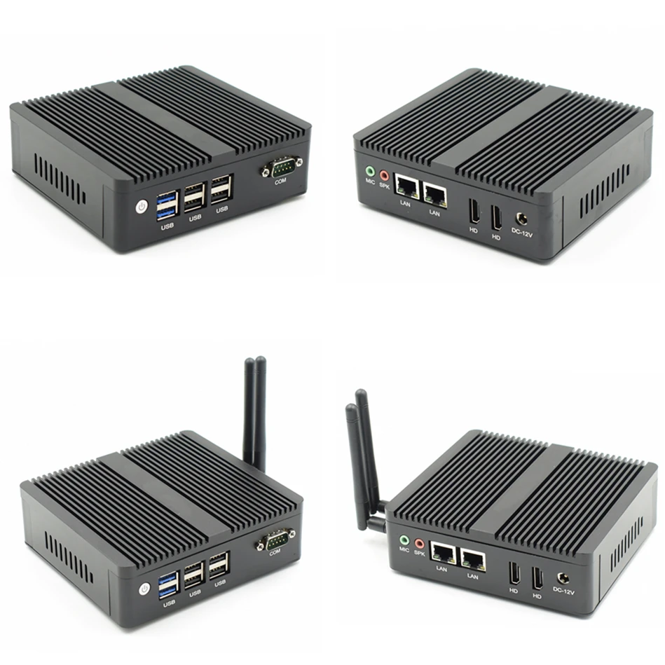 Topton безвентиляторный мини-ПК Intel N3160/J3160 J1900 четырехъядерный Pfsense Barebone компьютер мини-сервер 2* гигабитная LAN(RJ-45) 300M Wifi