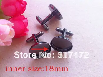 

18mm Round Blank Gun Black Cufflink Findings Cuff Link Europe Design