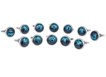 

Mixorder 20pairs/lot Luminous Stone 12 Constellations Cufflinks Copper Made Cuff Link Cuff Button Men's Fashion Jewelry Gift