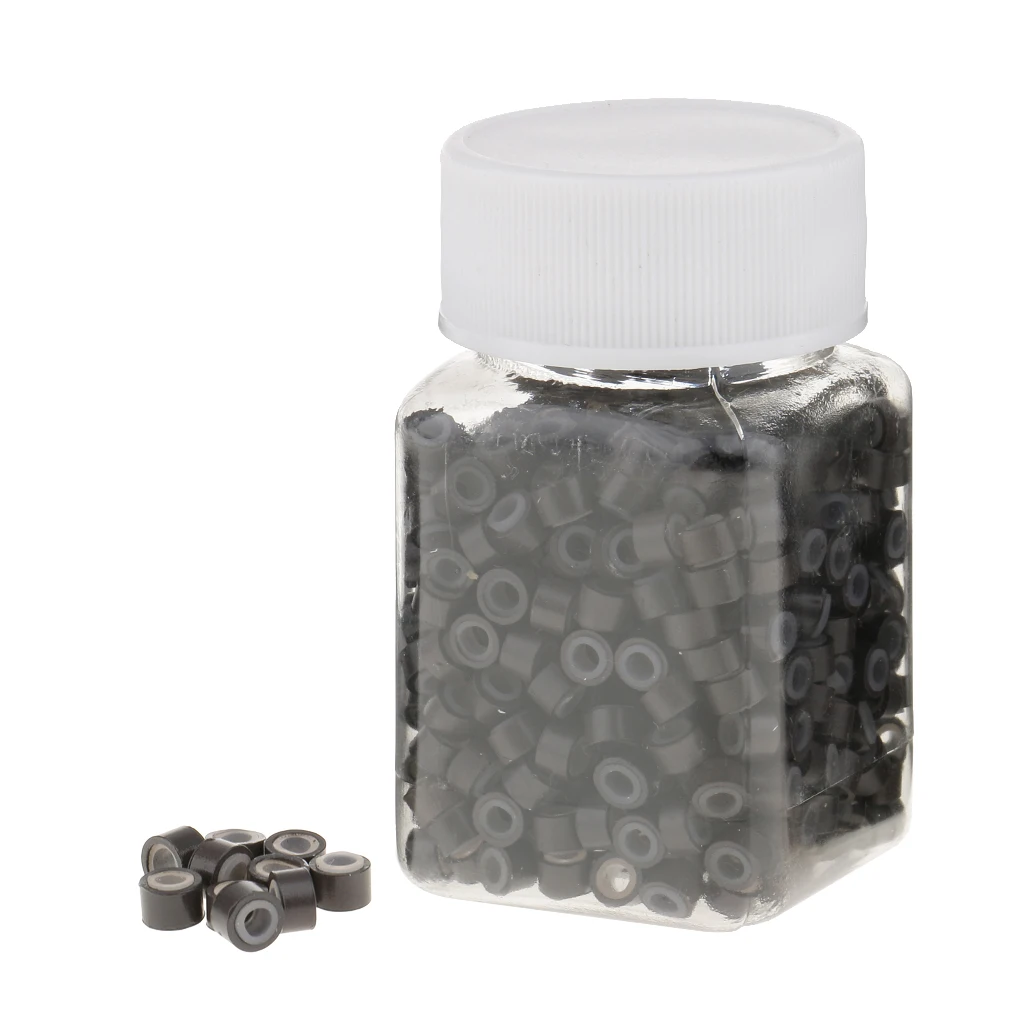 MagiDeal 500pcs Hair Extensions Silicone Lined Micro Link Ring Beads Crimp Color Bead Hair Care Styling Tools Accessories