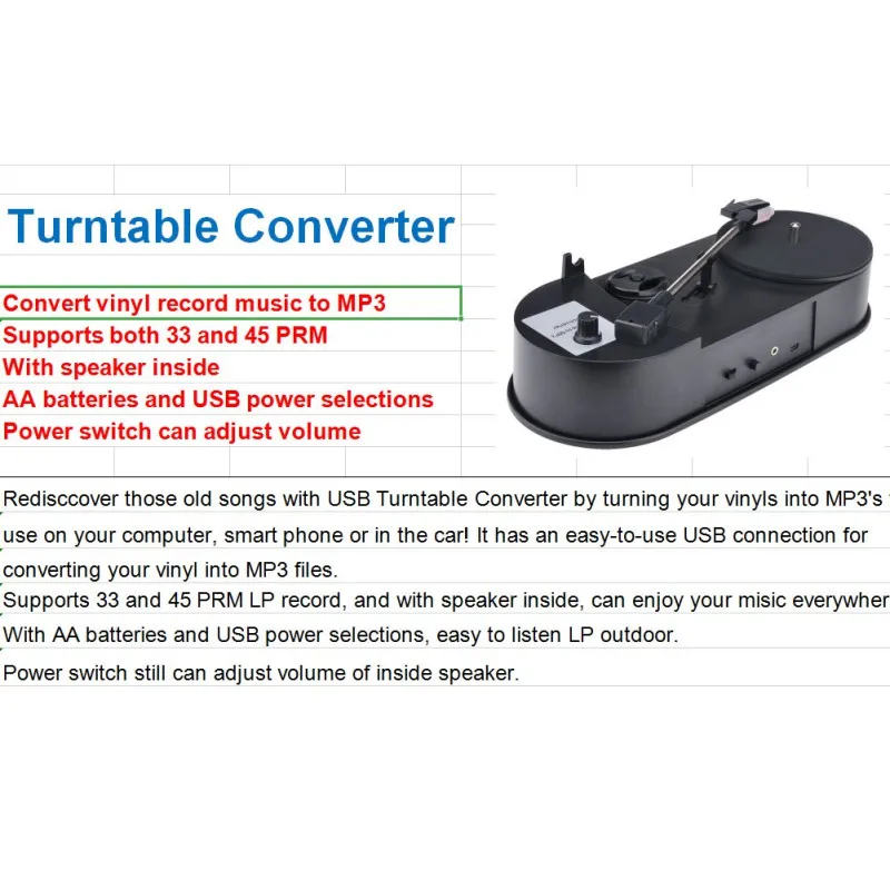 Портативный USB MP3 конвертер стерео CD-плеер Ezcap610P проигрыватели долгоиграющая запись винил, чтобы MP3 конвертер стерео CD-плеер