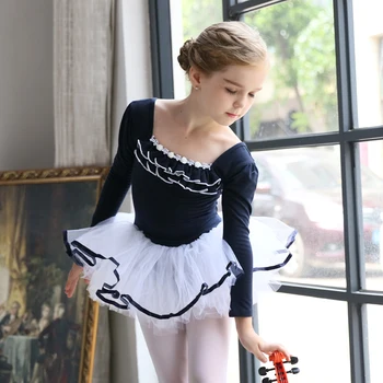 

Girls ballet dress swan dress long sleeve ballet tutu leotard organza tutu gymnastic dress ballerina dance wear