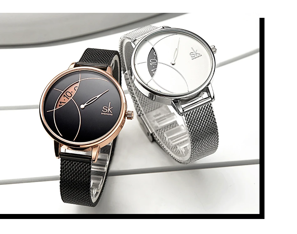 Женские модные часы креативные Женские повседневные часы из нержавеющей стали сетчатый ремешок стильный дизайн серебряные кварцевые часы