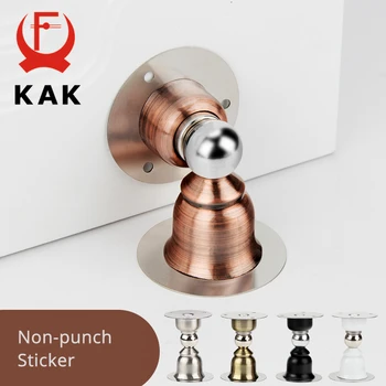 

KAK Stainless Steel Magnetic Door Stopper Sticker Toilet Glass Hidden Door Holders Catch Floor Non-punch Door Stop Door Hardware