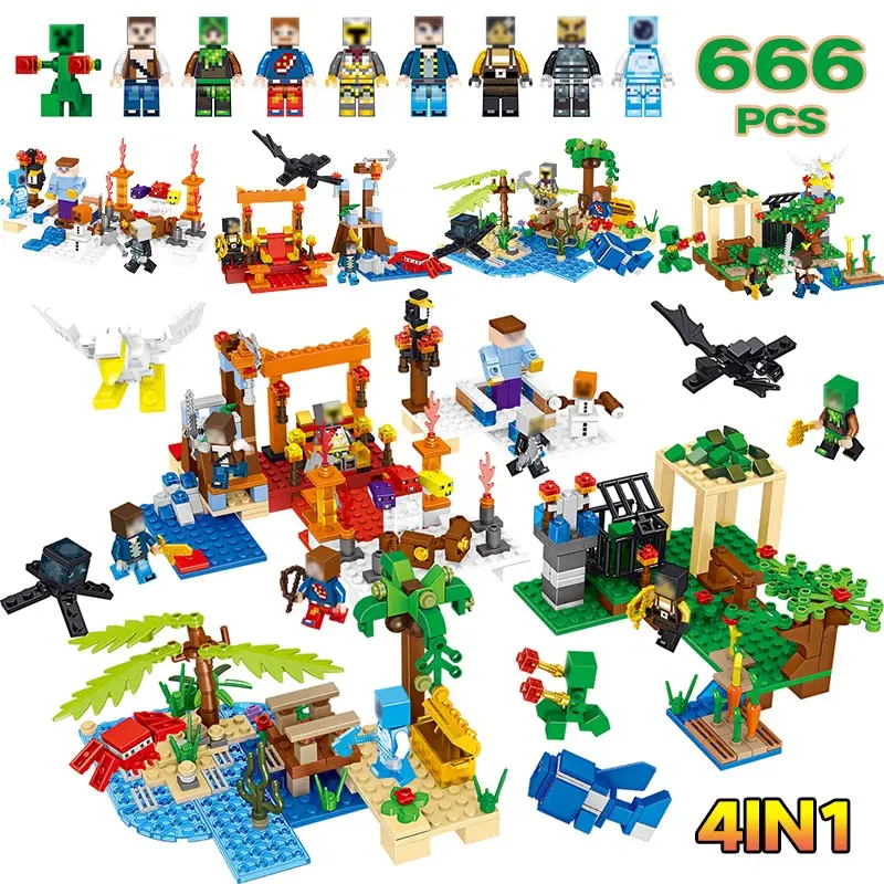 

Creator Blocks Compatible LegoING Minecrafted Module Seaside Resort Village Designer Educational Bricks Toys for Children