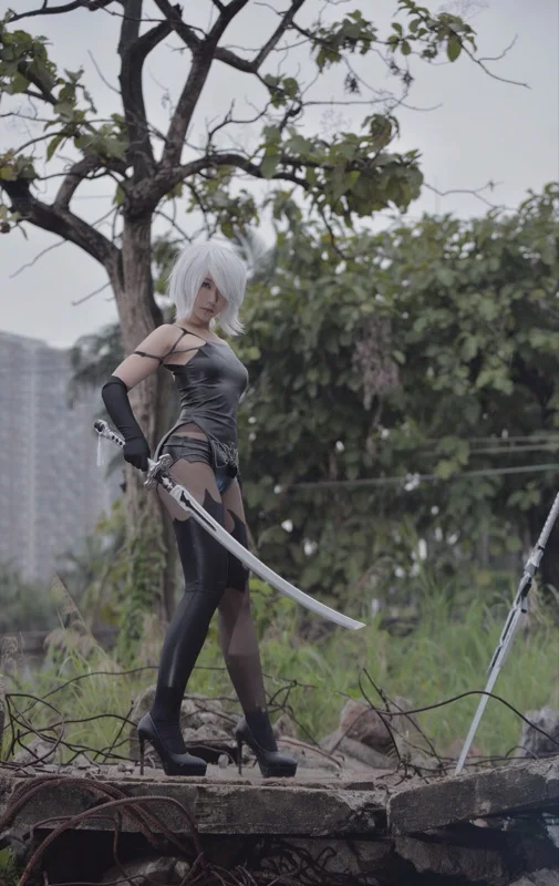 [Сток] костюм для косплея из искусственной кожи NieR: Automata A2, сексуальный обтягивающий топ+ леггинсы+ перчатки, новинка