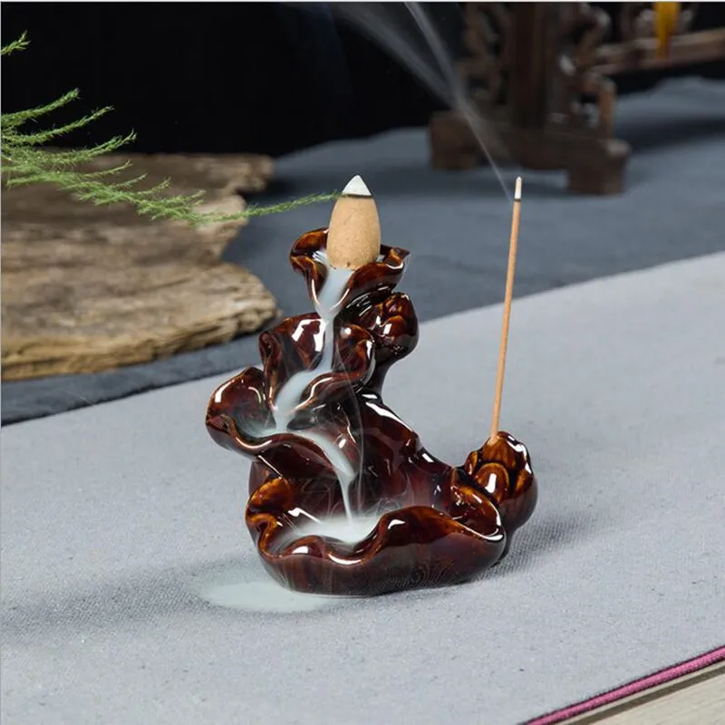 1PC Chinese Ceramic Incense Burner Lotus Style Cone&Coin ...