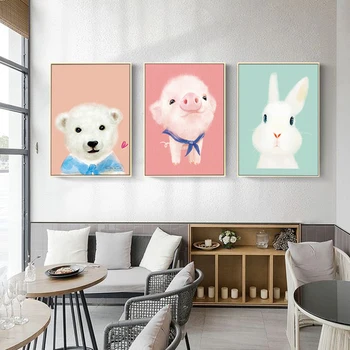 

paint by number art painting by numbers Cartoon animal pig rabbit penguin decorative painting adult hand drawn decompression