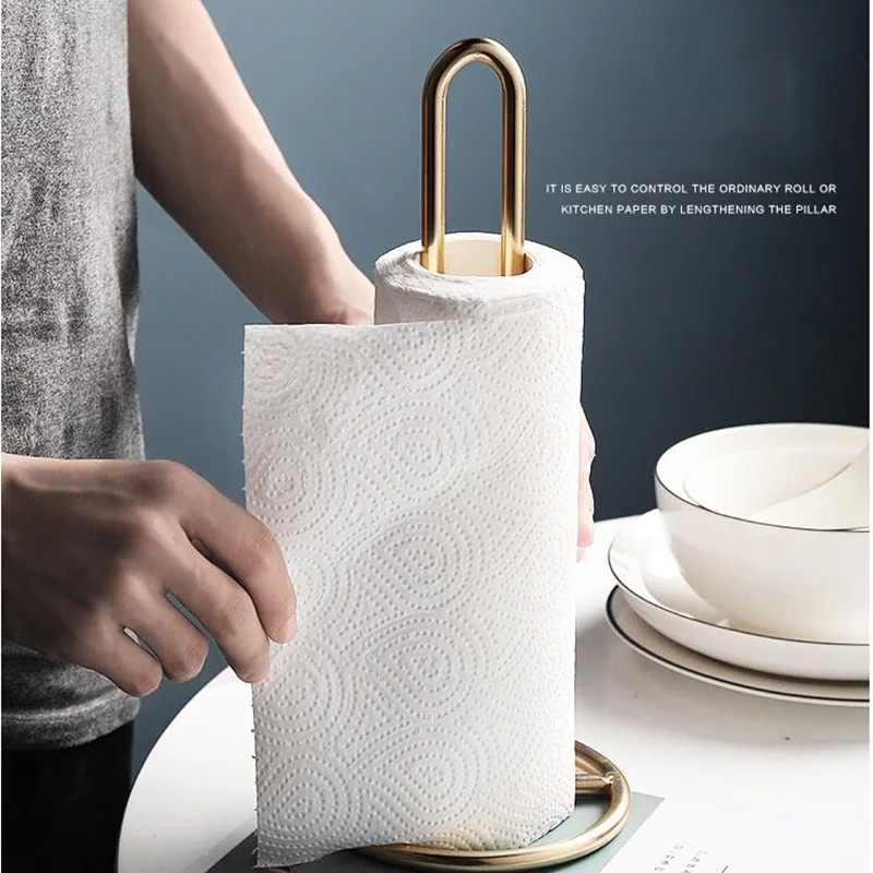 

Nordic Style Iron Roll Paper Towel Rack Luxury Gold Desktop Roll Holder Restaurant Living Room Toilet Storage Rack Decoration