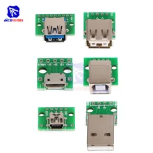 Micro/Mini USB/USB A папа/USB 2,0/3,0 A мама/USB B интерфейс до 2,54 мм DIP PCB конвертер адаптер коммутационная плата